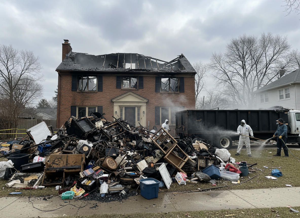 hoarding cleanup after fire in Winnetka
